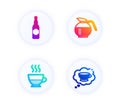 Doppio, Coffeepot and Beer bottle icons set. Coffee cup sign. Coffee drink, Craft beer, Think bubble. Vector Royalty Free Stock Photo