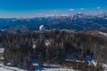 Doppler rain or weather radar on the top of the hill called Pasja Ravan in Slovenia on cold winter day. Beautiful sunny day and Royalty Free Stock Photo