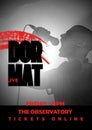 Dor mat live, friday 8pm, the observatory, tickets online over biracial man singing over microphone Royalty Free Stock Photo