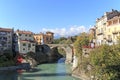 Dora Baltea River and Ivrea cityscape in Piedmont, Italy