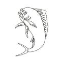 Dorado Dolphin Fish or Mahi Mahi Jumping Up Continuous Line Drawing