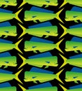 Dorado fish pattern seamless. Mahi Mahi background. vector texture