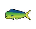 Dorado fish pixel art. 8 bit Mahi Mahi pixelated. vector illustration Royalty Free Stock Photo