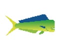 Dorado fish pixel art. 8 bit Mahi Mahi pixelated. vector illustration Royalty Free Stock Photo