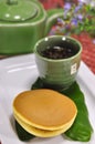 Dorayaki and teacup Royalty Free Stock Photo