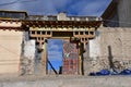 Dorchen, Tibet, China, June, 18, 2018. Gate in traditional style on the main street in the town of Dorchen