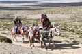 Dorchen, Tibet, China, June, 18, 2018. Mann with a horse making parikrama around Kailas in Tibet