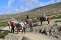 Dorchen, Tibet, China, June, 18, 2018. Men with a horse making parikrama around Kailas in Tibet