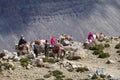 Dorchen, Tibet, China, June, 18, 2018. Men on horses making parikrama around Kailas in Tibet