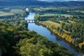 Dordogne river valley in September shot from above