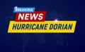 Dorian Hurricane cyclone on USA map, typhoon spiral storm over Florida, spin vortex on black background, breaking news