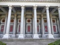 Doric colonnade of the Basilica of Saint Paul outside the walls to Rome in Italy.