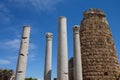 Doric columns and the Hellenistic Gate in the ancient Greek ci Royalty Free Stock Photo