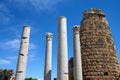 Doric columns and the Hellenistic Gate in the ancient Greek Royalty Free Stock Photo