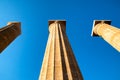 Doric columns at Lindos Acropolis in Rhodes island in Greece Royalty Free Stock Photo