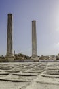 Doric columns ruins and floor Royalty Free Stock Photo