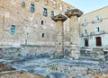 Doric columns of the Temple of Poseidon at Taranto. Apulia, Italy