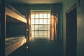 Dorm Room Sunrise with Bunk Beds Royalty Free Stock Photo