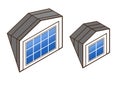 Dormer window isometric. large and small skylights