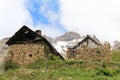 Ruined houses in little hamlet Dormillouse, the french Hautes Alpes Royalty Free Stock Photo