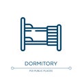Dormitory icon. Linear vector illustration from indications collection. Outline dormitory icon vector. Thin line symbol for use on