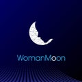 Beauty Woman Girl Female Face Moon Silhouette Logo Design