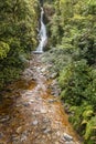 Dorothy falls at lake Kaniere in New Zealand