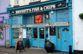 Dorset England. Traditional fish and chip shop on quayside