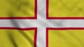 Dorset flag, England, waving in wind. Realistic flag background