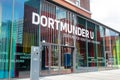 Dortmund, Germany - August 2, 2019: Entrance to Dortmunder U Ã¢â¬â Centre for Art and Creativity. The U-Tower or Dortmunder U is a Royalty Free Stock Photo