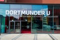 Dortmund, Germany - August 2, 2019: Entrance to Dortmunder U Ã¢â¬â Centre for Art and Creativity. The U-Tower or Dortmunder U is a Royalty Free Stock Photo