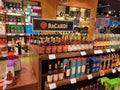 Dortmund, Germany - December 28, 2021: A display of bottles of Bacardi Rum Royalty Free Stock Photo