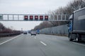 Dortmund, Germany - December 14, 2018: Road traffic on a german autobahn 44, autobahn 1, autobahn 2