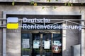 DORTMUND, GERMANY - NOVEMBER 13, 2022: Logo of Deutsche Rentenversicherung on their local office in Dortmund. Also called DRV,