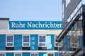 DORTMUND, GERMANY - NOVEMBER 5, 2022: Ruhr Nachrichten logo on their main office in Dortmund. Ruhr Nachrichten is a German