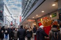 Selective blur on a fastfood sign indicating it\'s selling typical german street food such a