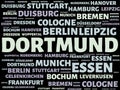 DORTMUND - image with words associated with the topic GERMAN CITIES, word cloud, cube, letter, image, illustration