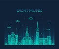 Dortmund skyline Rhine Westphalia Germany a vector