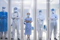 5 of Dortor, Nurse and patient looking out in the quarantine room Royalty Free Stock Photo