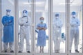 5 of Dortor, Nurse and patient looking out in the quarantine room - Covid 19 Concept Royalty Free Stock Photo