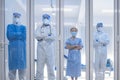 Dortor, Nurse and patient looking out in the quarantine room - 19 Concept Royalty Free Stock Photo