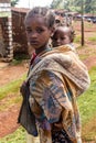 DORZE, ETHIOPIA - JANUARY 30, 2020: Girls of Dorze ethnicity, Ethiop