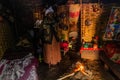 DORZE, ETHIOPIA - JANUARY 30, 2020: Interior of a traditional Dorze hut woven out of bamboo, Ethiop