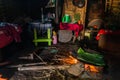 DORZE, ETHIOPIA - JANUARY 30, 2020: Interior of a traditional Dorze hut woven out of bamboo, Ethiop