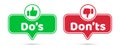 Dos and donts like thumbs up or down. Like or dislike index finger sign. Thumb up and thumb down sign - stock vector Royalty Free Stock Photo