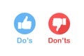 Dos and donts like thumbs up or down. Like or dislike. Vector illustration line icon