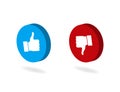 Dos and donts like thumbs up isometric button.Blue like or red dislike thumb up icon.Isometric like button for social media, Royalty Free Stock Photo