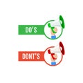 Dos flat etiquette donts icon. Wrong corrent no and yes symbol Royalty Free Stock Photo