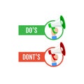 Dos flat etiquette donts icon. Wrong corrent no and yes symbol