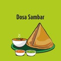 Dosa sambar south indian food vector illustration Royalty Free Stock Photo